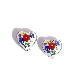 Paparazzi Heart Clip-On Earrings with Floral Design Painted Potential Multi